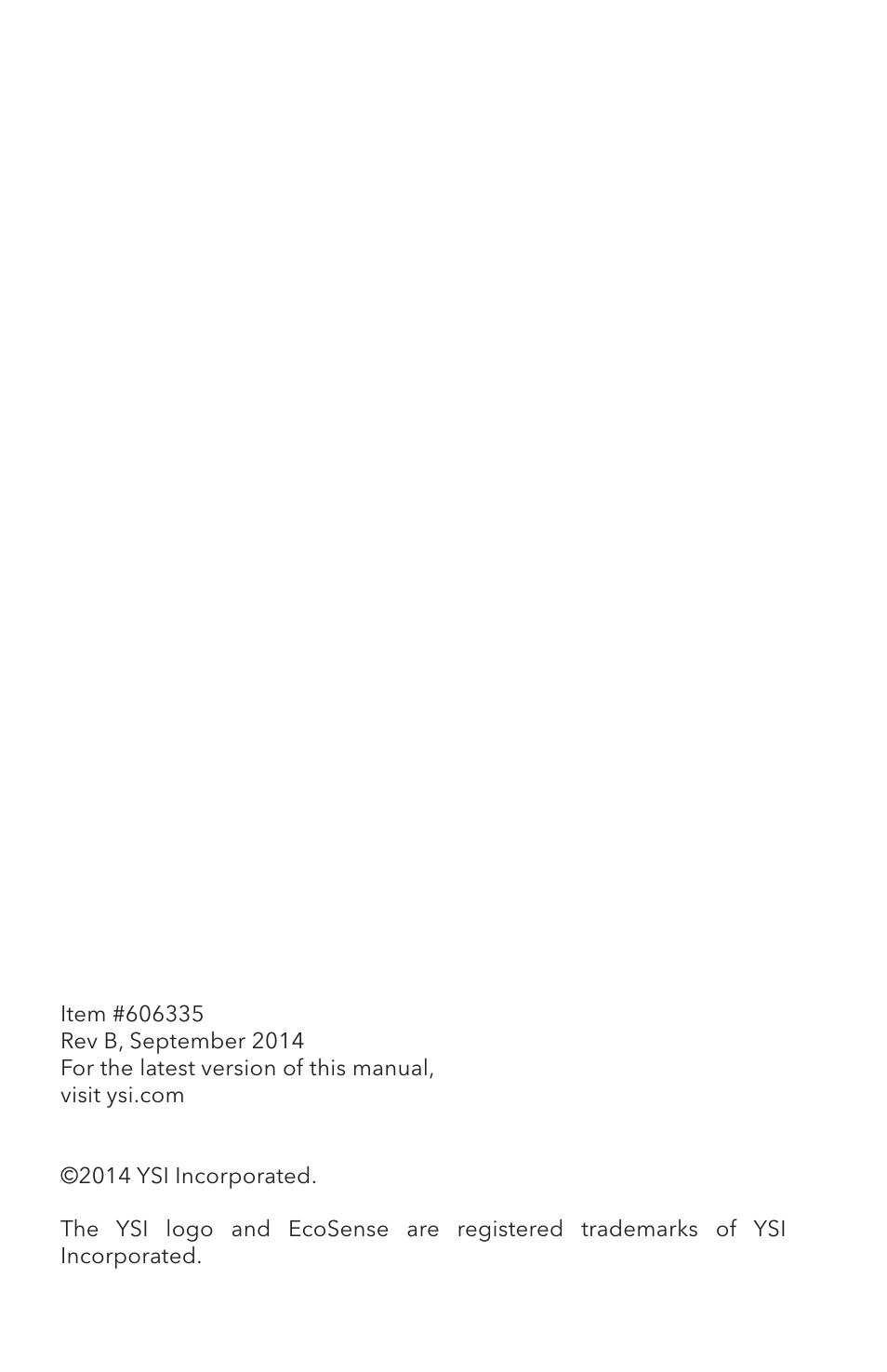 YSI ODO200 User Manual | Page 2 / 96
