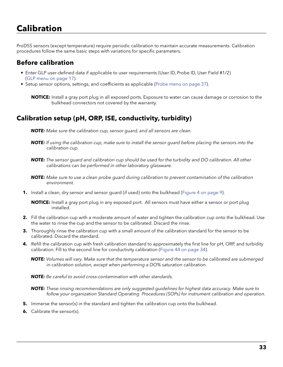 Calibration, Before calibration, Ements | YSI ProDSS User Manual | Page 35 / 90