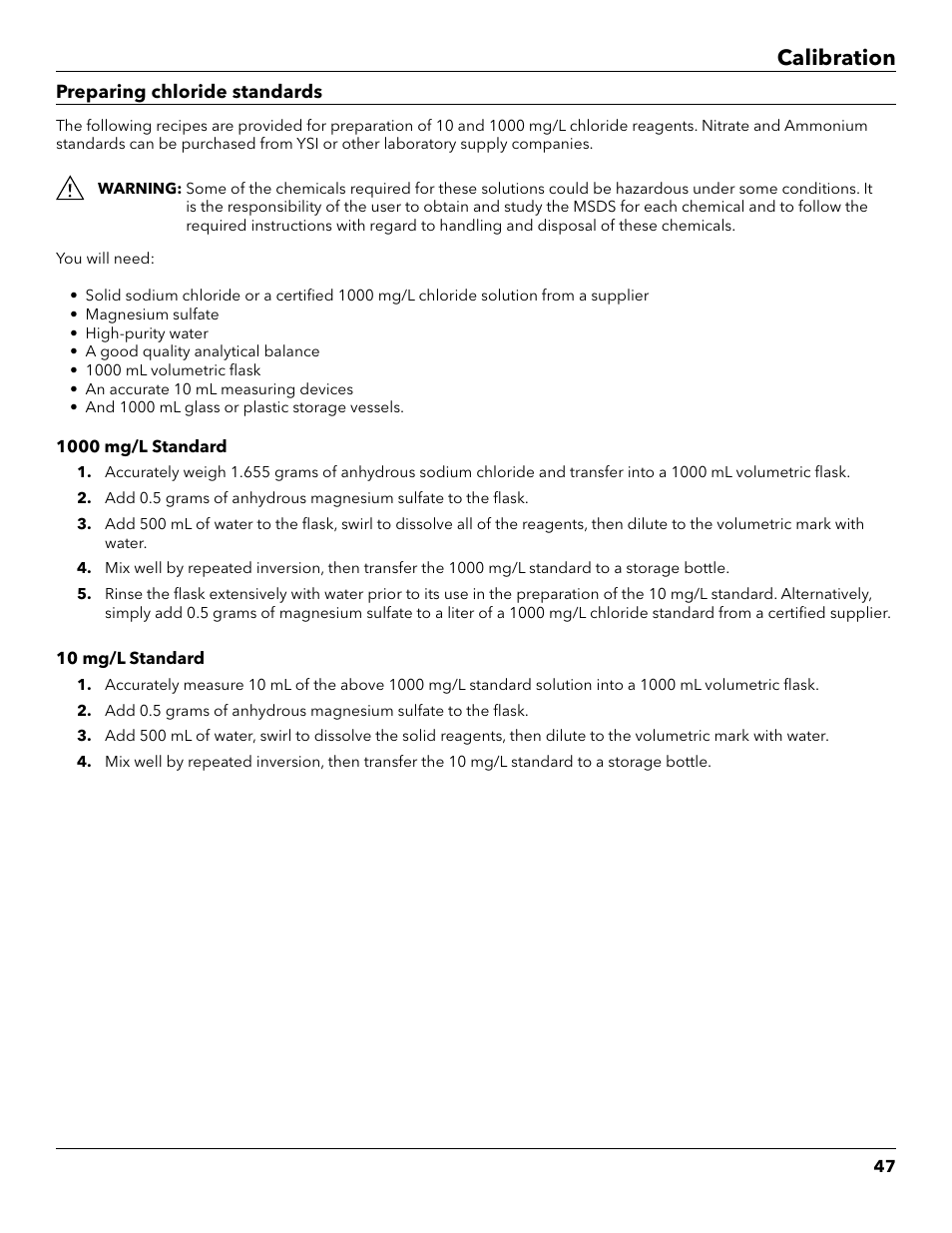 Calibration | YSI ProDSS User Manual | Page 49 / 90