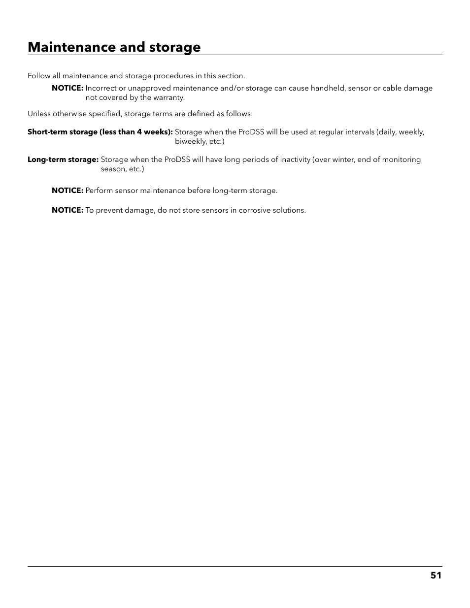 Maintenance and storage | YSI ProDSS User Manual | Page 53 / 90