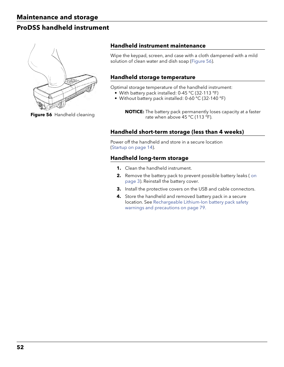 Prodss handheld instrument, Maintenance and storage prodss handheld instrument | YSI ProDSS User Manual | Page 54 / 90