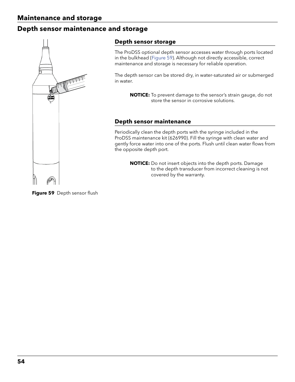 Depth sensor maintenance and storage | YSI ProDSS User Manual | Page 56 / 90