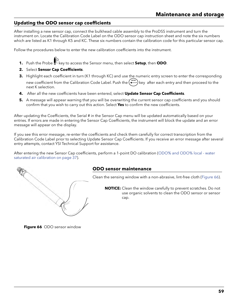 Maintenance and storage | YSI ProDSS User Manual | Page 61 / 90