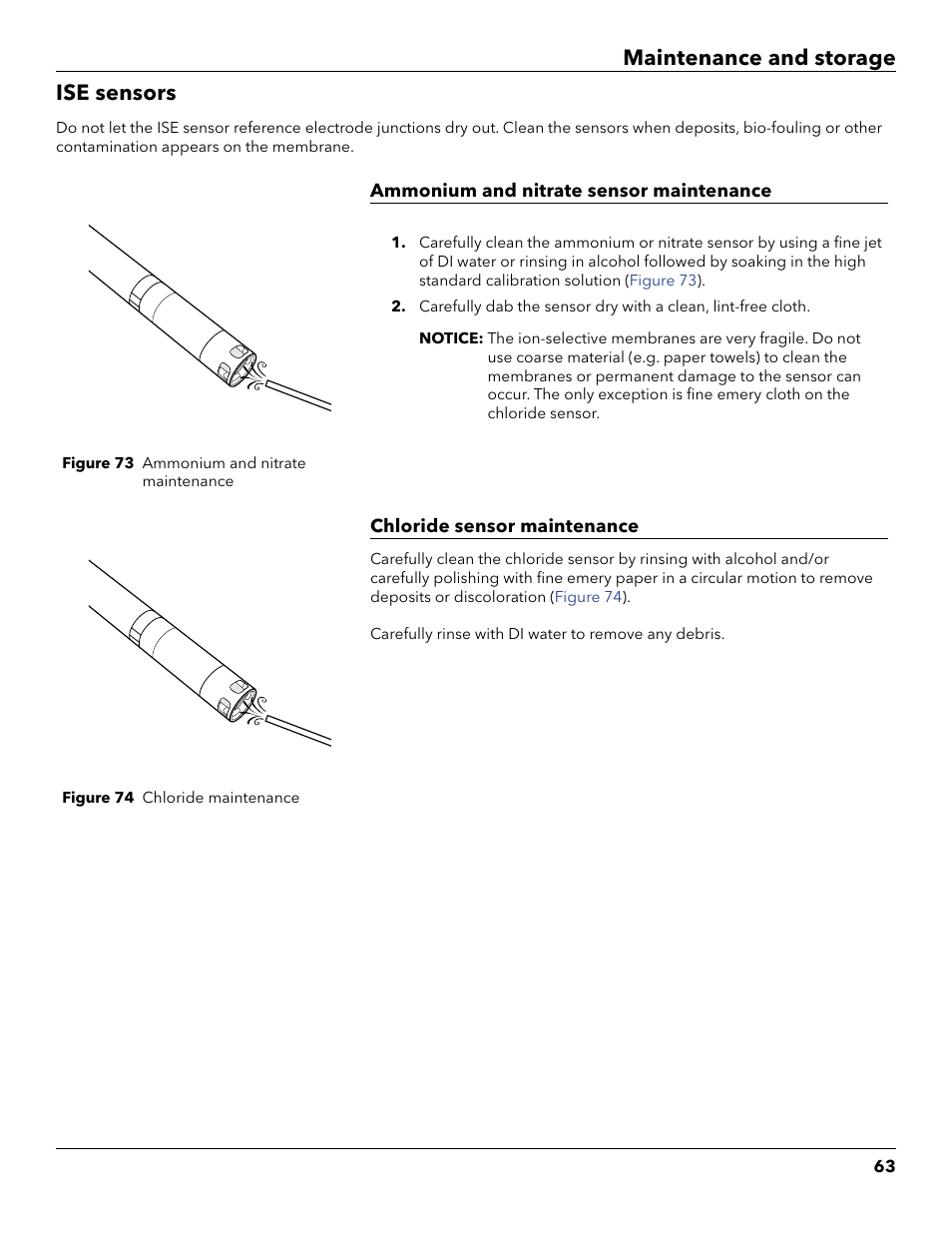 Ise sensors, Maintenance and storage ise sensors | YSI ProDSS User Manual | Page 65 / 90