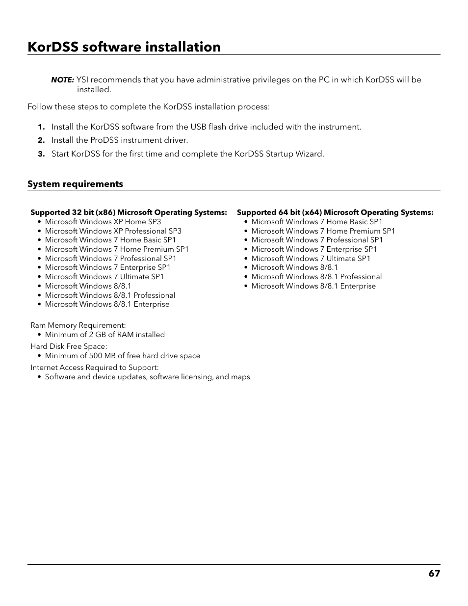 Kordss software installation | YSI ProDSS User Manual | Page 69 / 90