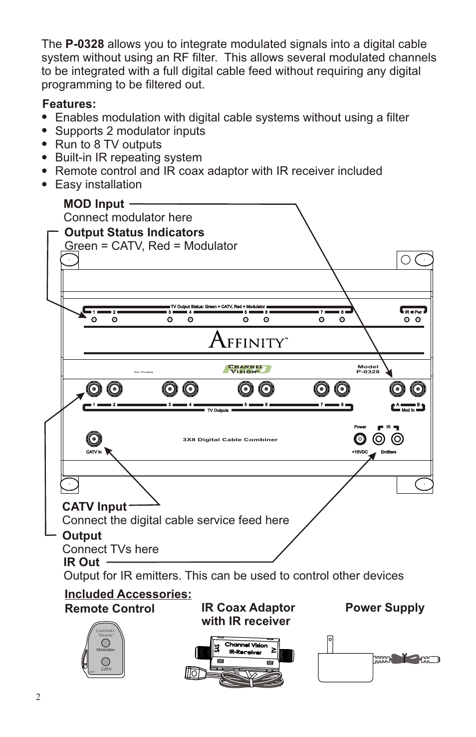 Input from modulator | Channel Vision AFFINITY P-0328 User Manual | Page 2 / 8
