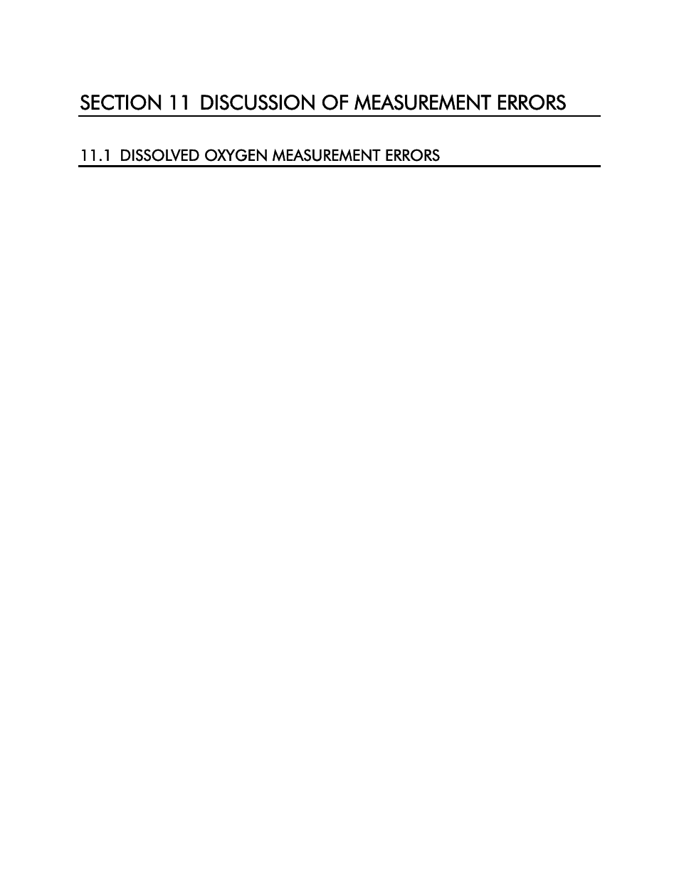 Section 11 discussion of measurement errors, 1 dissolved oxygen measurement errors | YSI 85 User Manual | Page 31 / 60