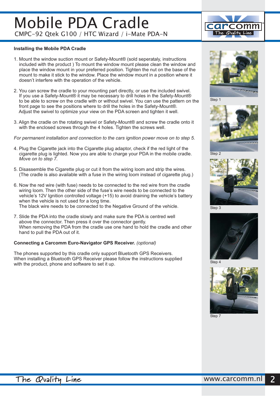 Mobile pda cradle | Carcomm CMPC-92 User Manual | Page 2 / 2
