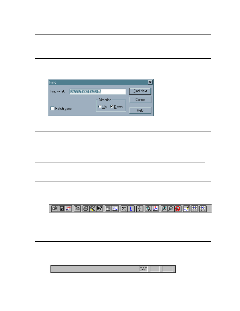 Insert parameter, Find, Find again | 3 view, Toolbar, Status bar | YSI 9600 User Manual | Page 105 / 118