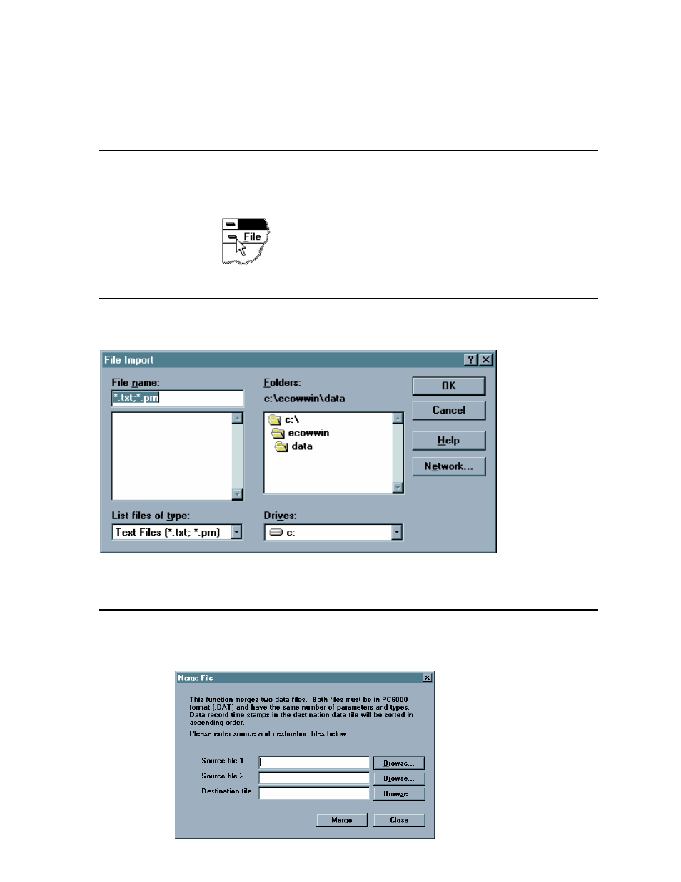 Close, Import, Merge | YSI 9600 User Manual | Page 97 / 118