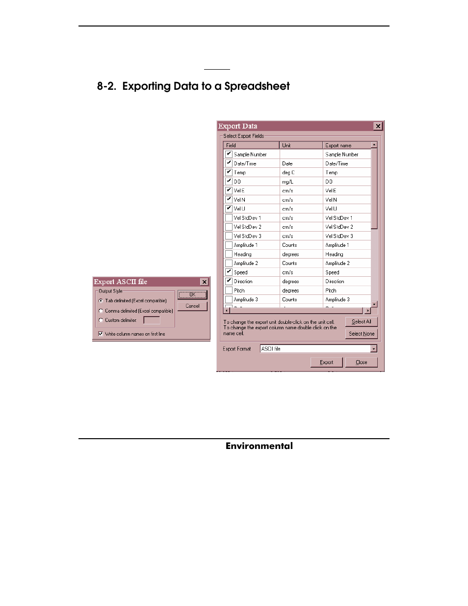 Exporting data to a spreadsheet, Y s i, 2. exporting data to a spreadsheet | YSI ADV6600 User Manual | Page 102 / 202