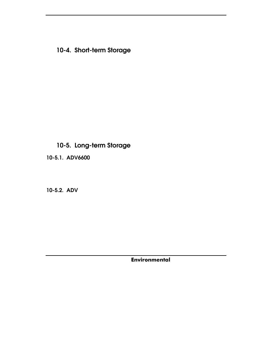 Short-term storage, Long-term storage, Adv6600 | Y s i, Environmental, 4. short-term storage, 5. long-term storage | YSI ADV6600 User Manual | Page 143 / 202