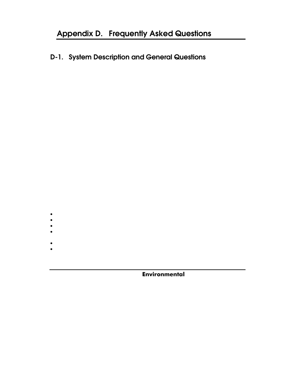 Frequently asked questions, Appendix d. frequently asked questions, Y s i | D-1. system description and general questions | YSI ADV6600 User Manual | Page 171 / 202