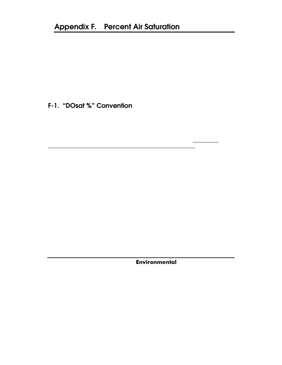 Percent air saturation, Appendix f. percent air saturation, Y s i | F-1. “dosat %” convention | YSI ADV6600 User Manual | Page 195 / 202