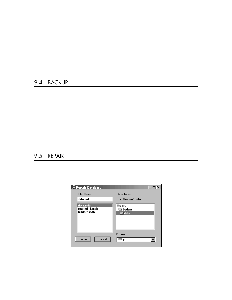 4 backup, 5 repair | YSI BODAnalyst User Manual | Page 54 / 70