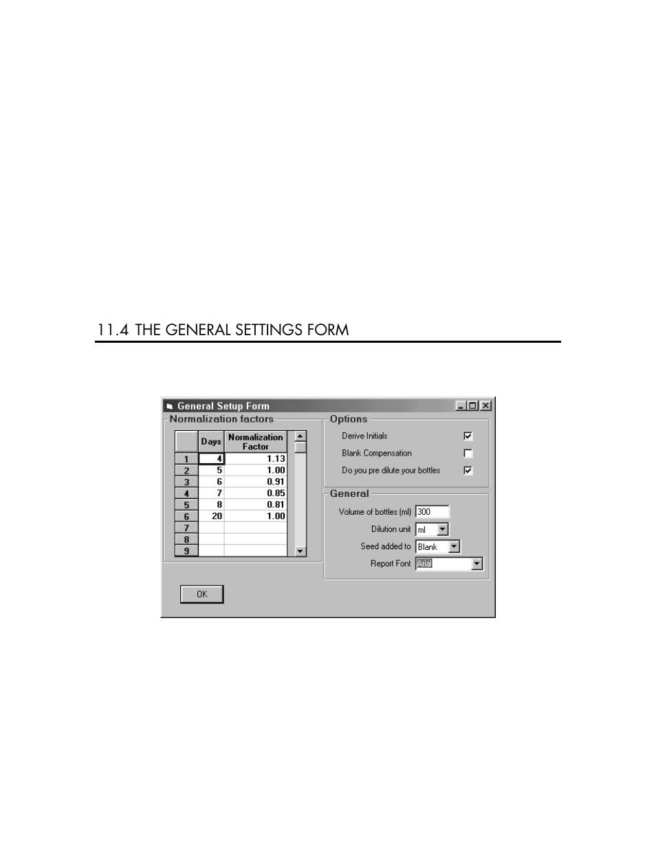 4 the general settings form | YSI BODAnalyst User Manual | Page 61 / 70