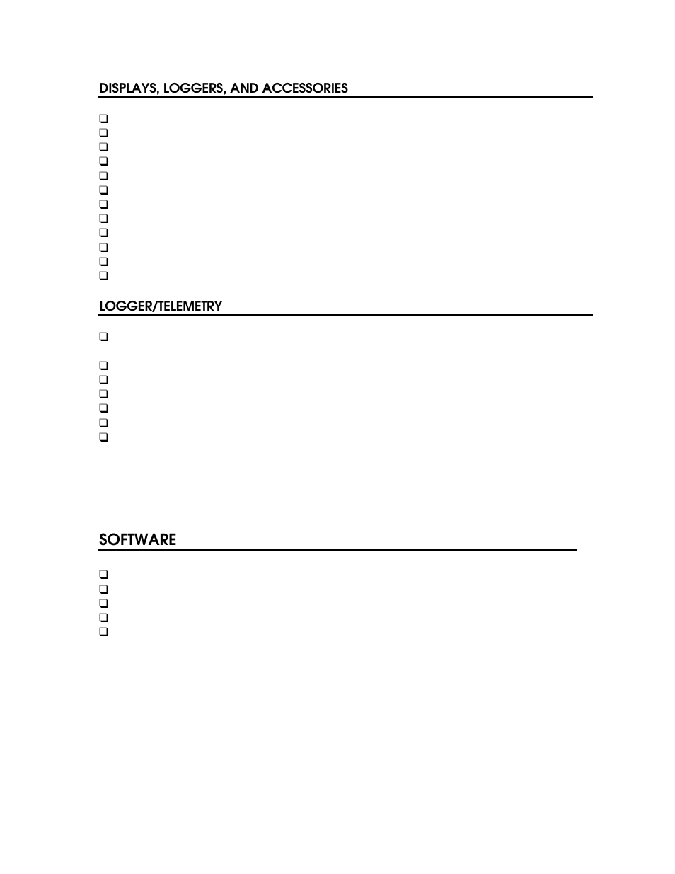 Displays, loggers, and accessories, Logger/telemetry, Software | YSI PC6000 User Manual | Page 39 / 42
