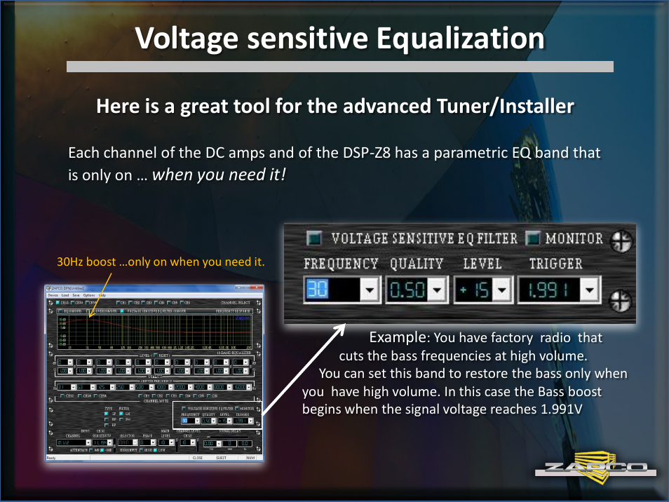 Voltage sensitive equalization | Zapco DC Intro User Manual | Page 22 / 30