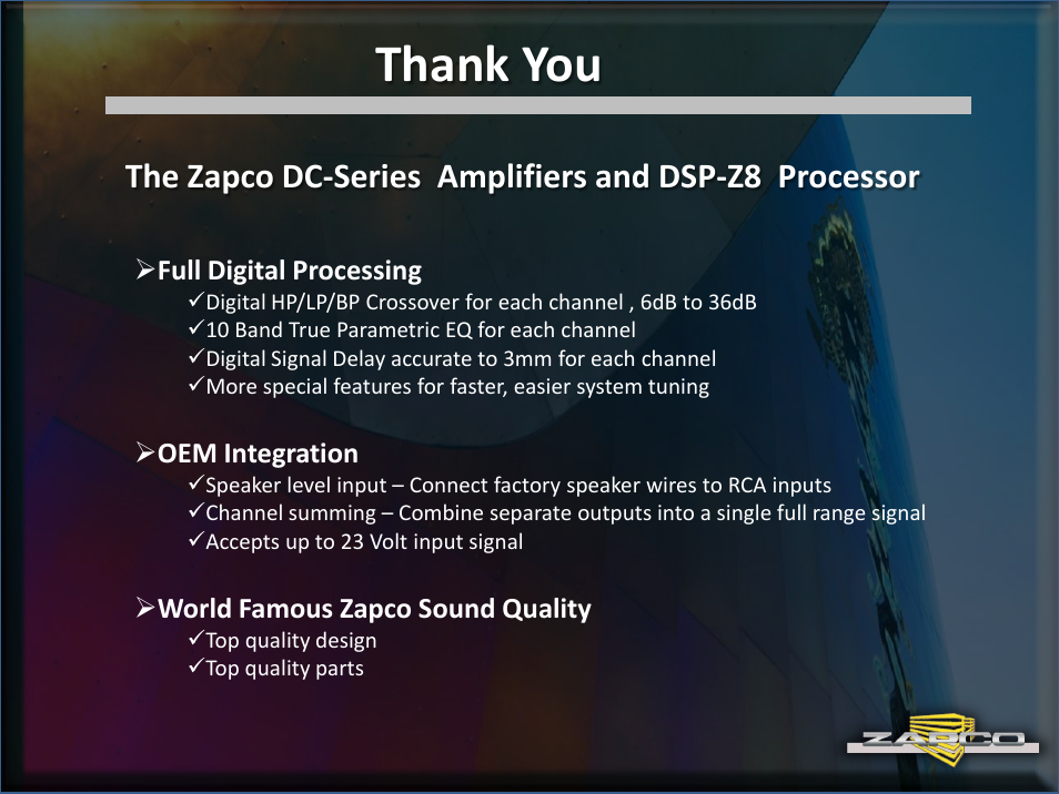 Zapco DC Intro User Manual | Page 30 / 30