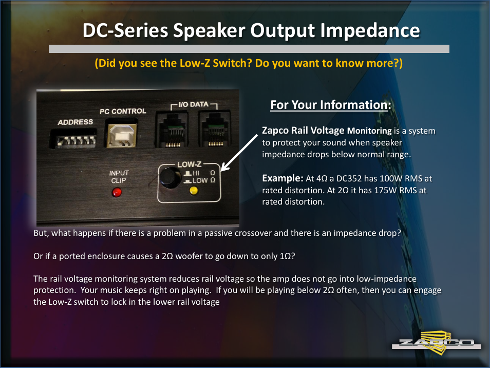 Dc-series speaker output impedance, For your information | Zapco DC Intro User Manual | Page 7 / 30