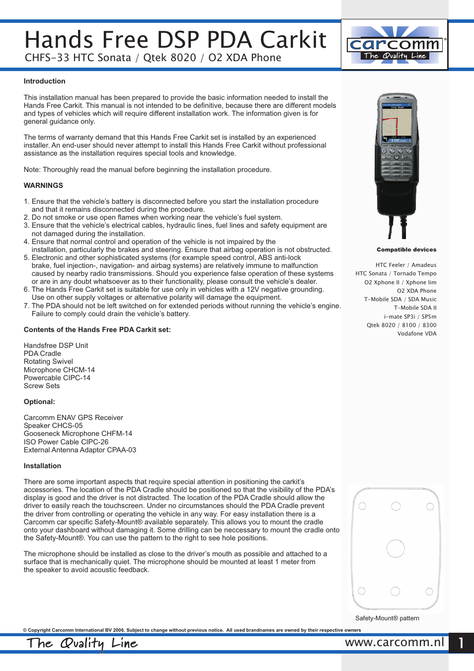 Carcomm DSP PDA 02 XDA User Manual | 2 pages