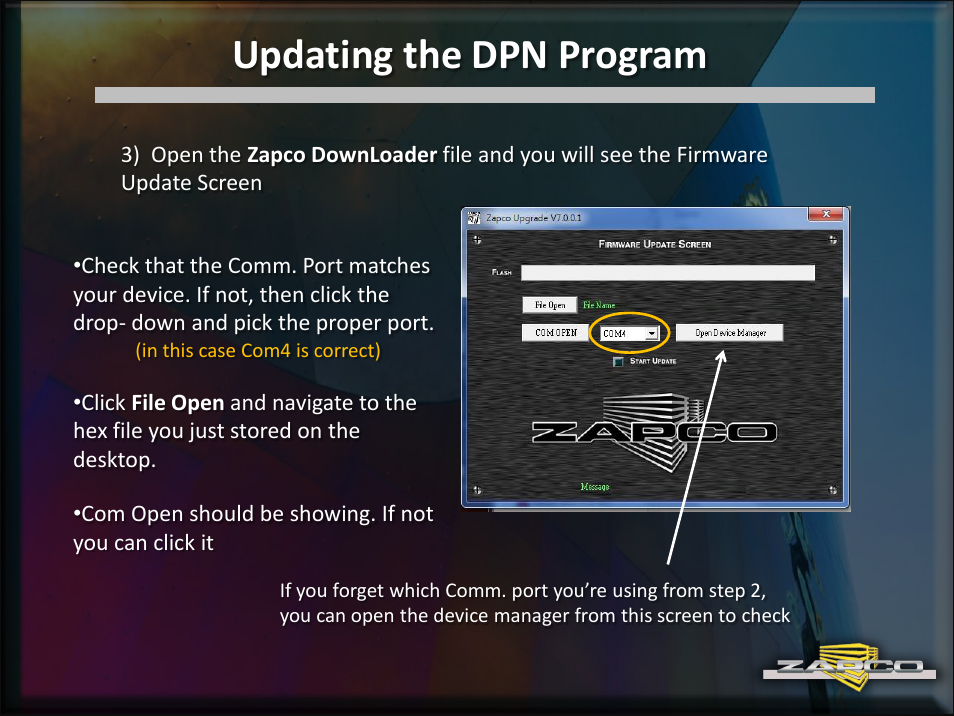 Updating the dpn program | Zapco DPN User Manual | Page 3 / 4