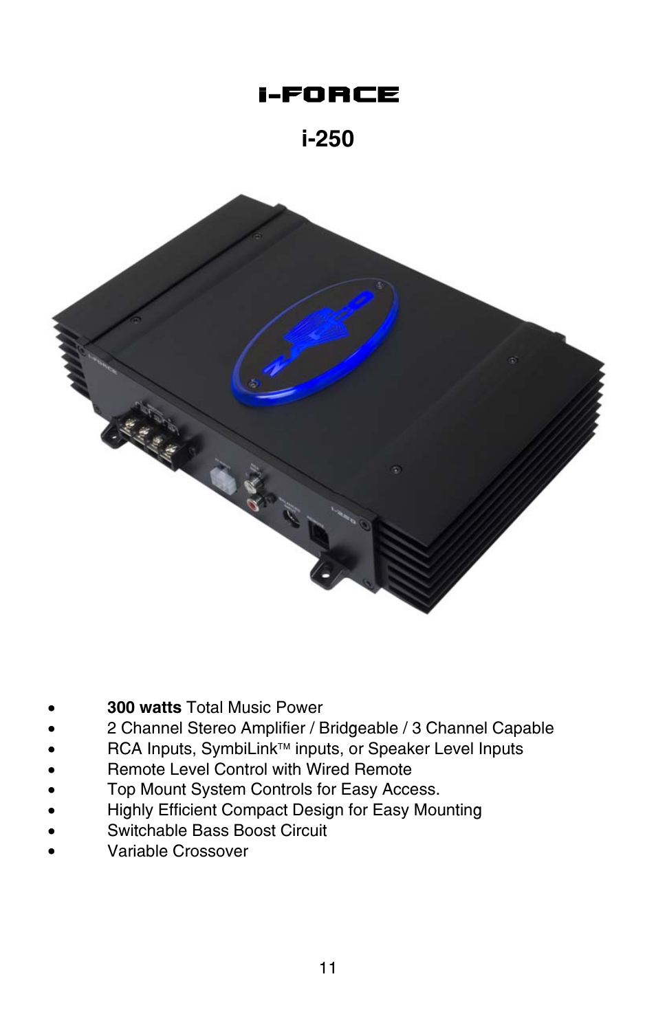 I-force i-250 | Zapco i-Force User Manual | Page 11 / 42