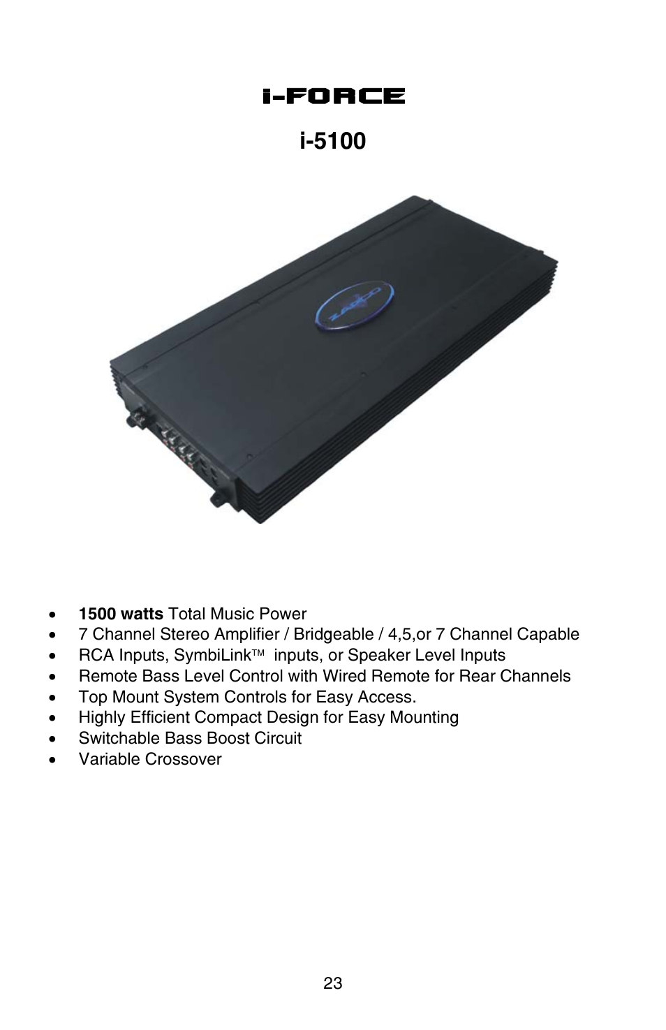 I-force i-5100 | Zapco i-Force User Manual | Page 23 / 42