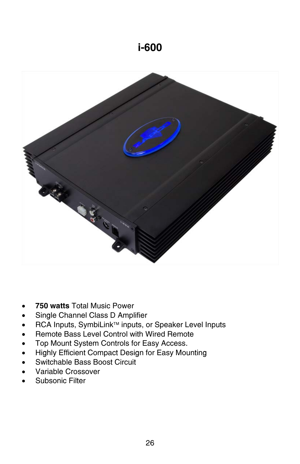 I-600 | Zapco i-Force User Manual | Page 26 / 42