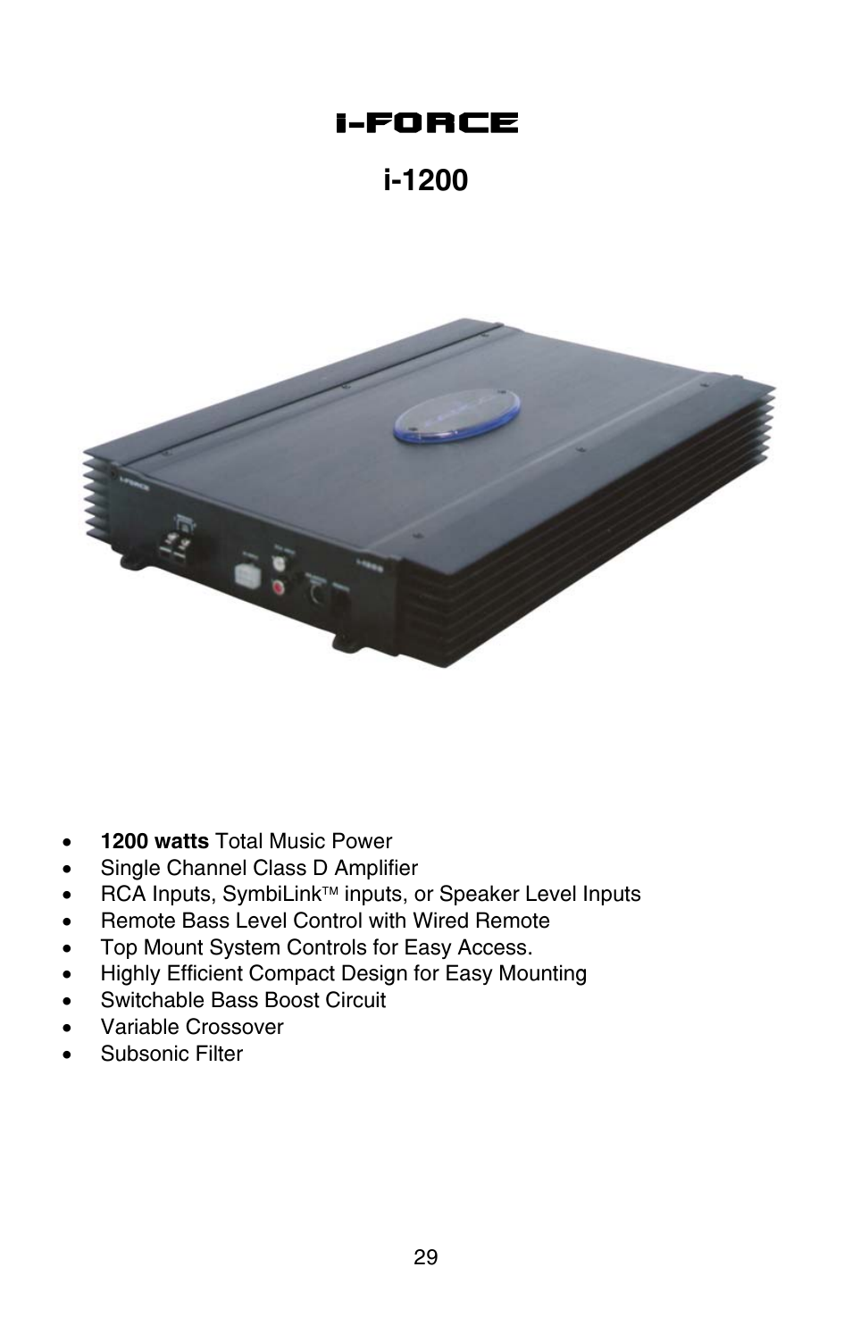 I-force i-1200 | Zapco i-Force User Manual | Page 29 / 42