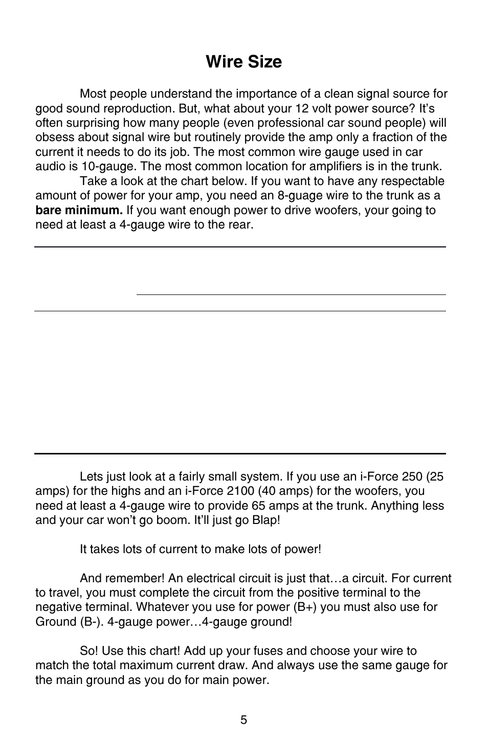 Wire size | Zapco i-Force User Manual | Page 5 / 42