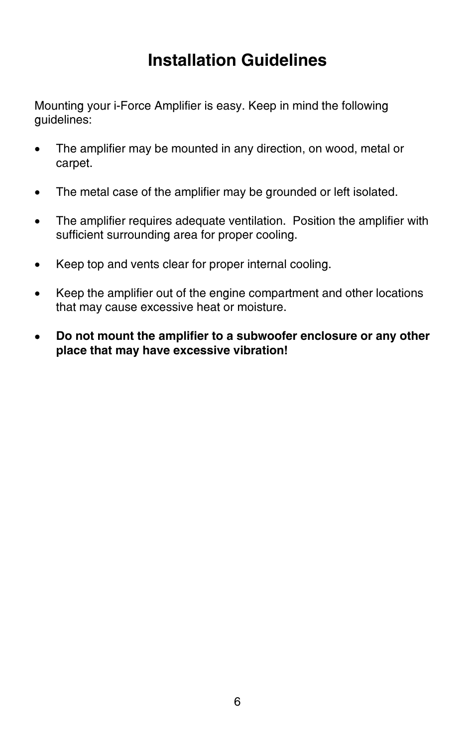 Installation guidelines | Zapco i-Force User Manual | Page 6 / 42