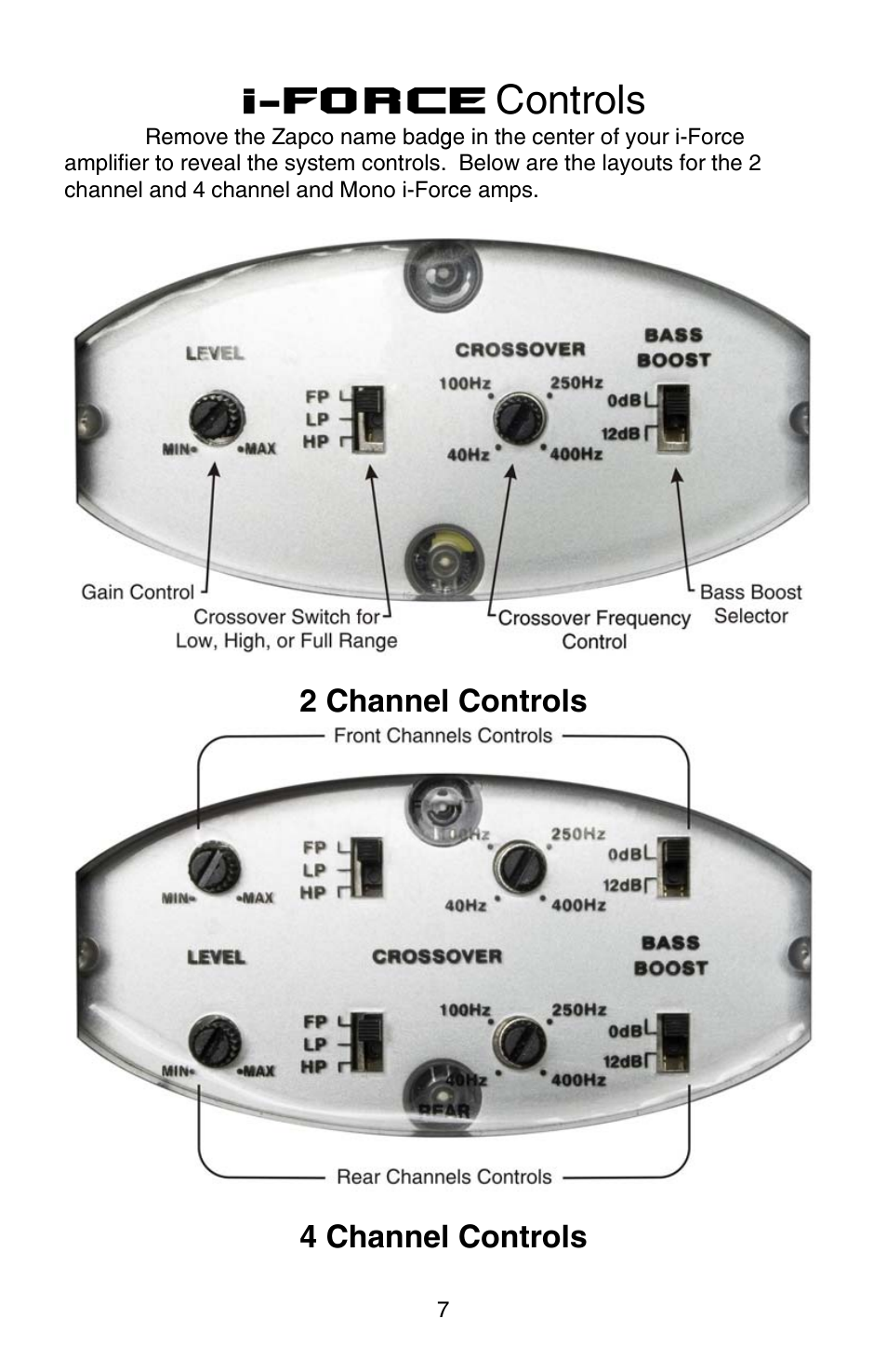 I-force controls | Zapco i-Force User Manual | Page 7 / 42