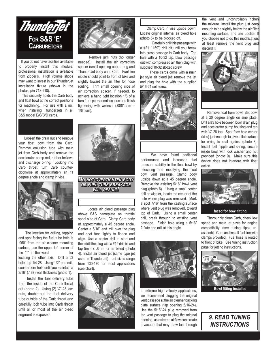 S&s ‘e’ c, Read tuning instructions | Zipper's Performance E/B Carbs User Manual | Page 3 / 4