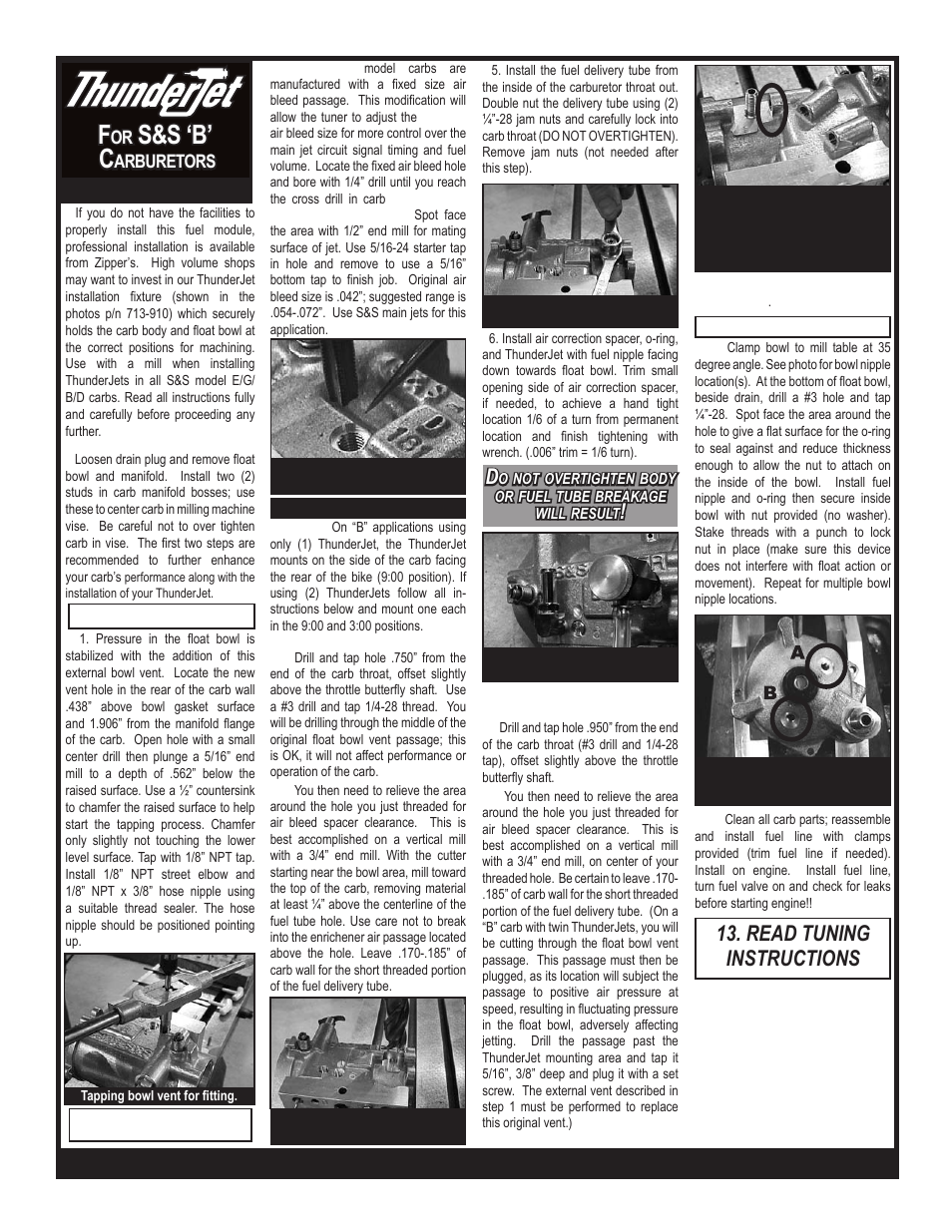 S&s ‘b’ c, Read tuning instructions | Zipper's Performance E/B Carbs User Manual | Page 4 / 4