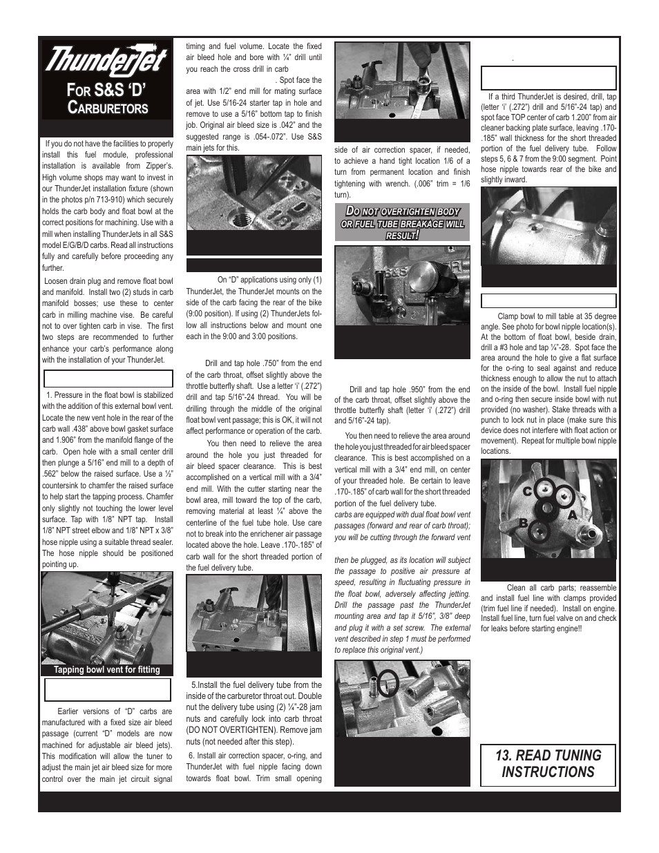 S&s ‘d’ c, Read tuning instructions, Arburetors | Zipper's Performance G/D Carbs User Manual | Page 4 / 4
