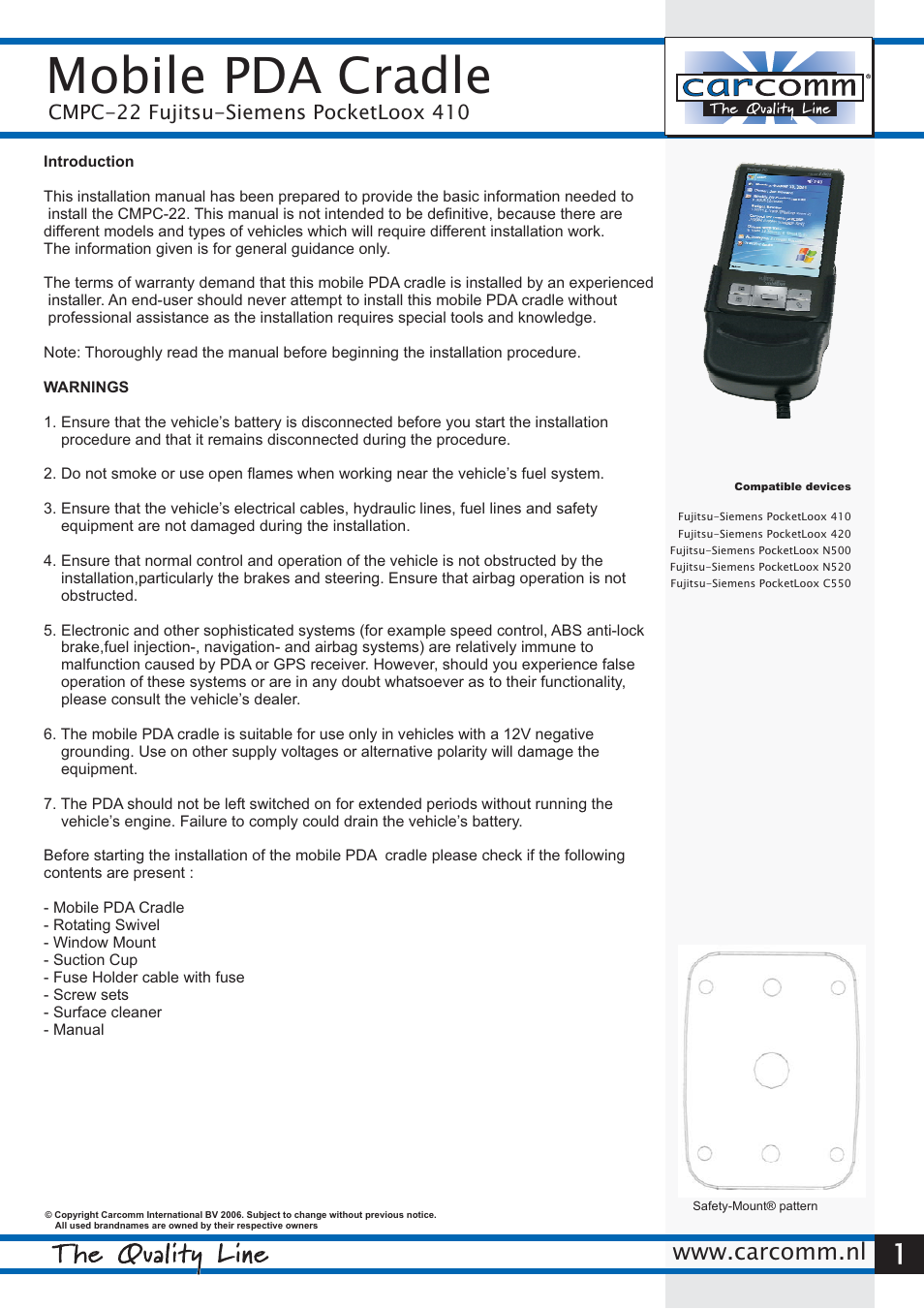 Carcomm POCKETLOOX CMPC-22 User Manual | 2 pages