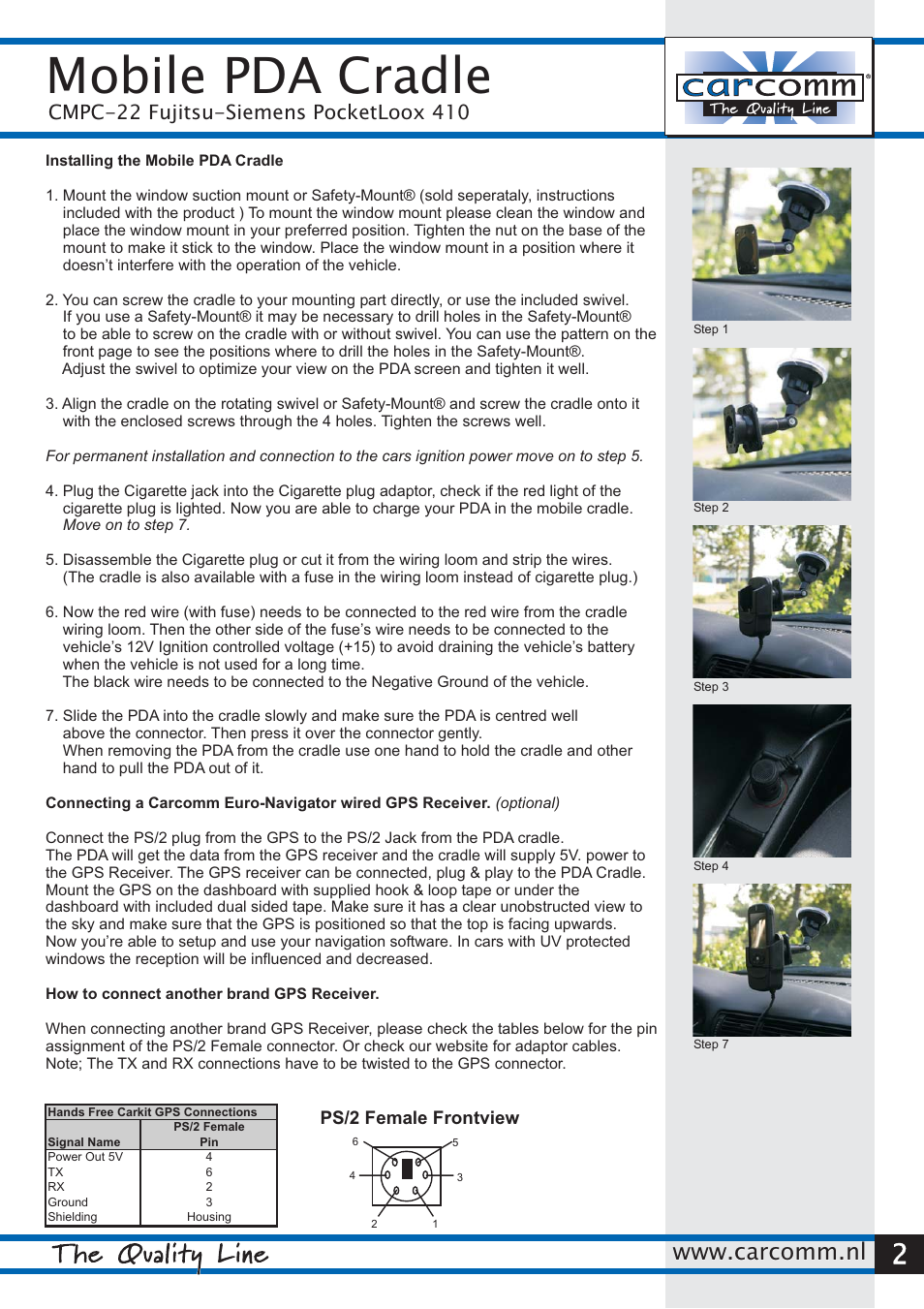 Mobile pda cradle | Carcomm POCKETLOOX CMPC-22 User Manual | Page 2 / 2