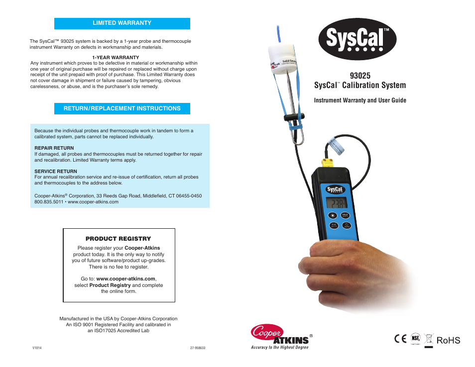 Cooper-Atkins 93025 User Manual | 4 pages