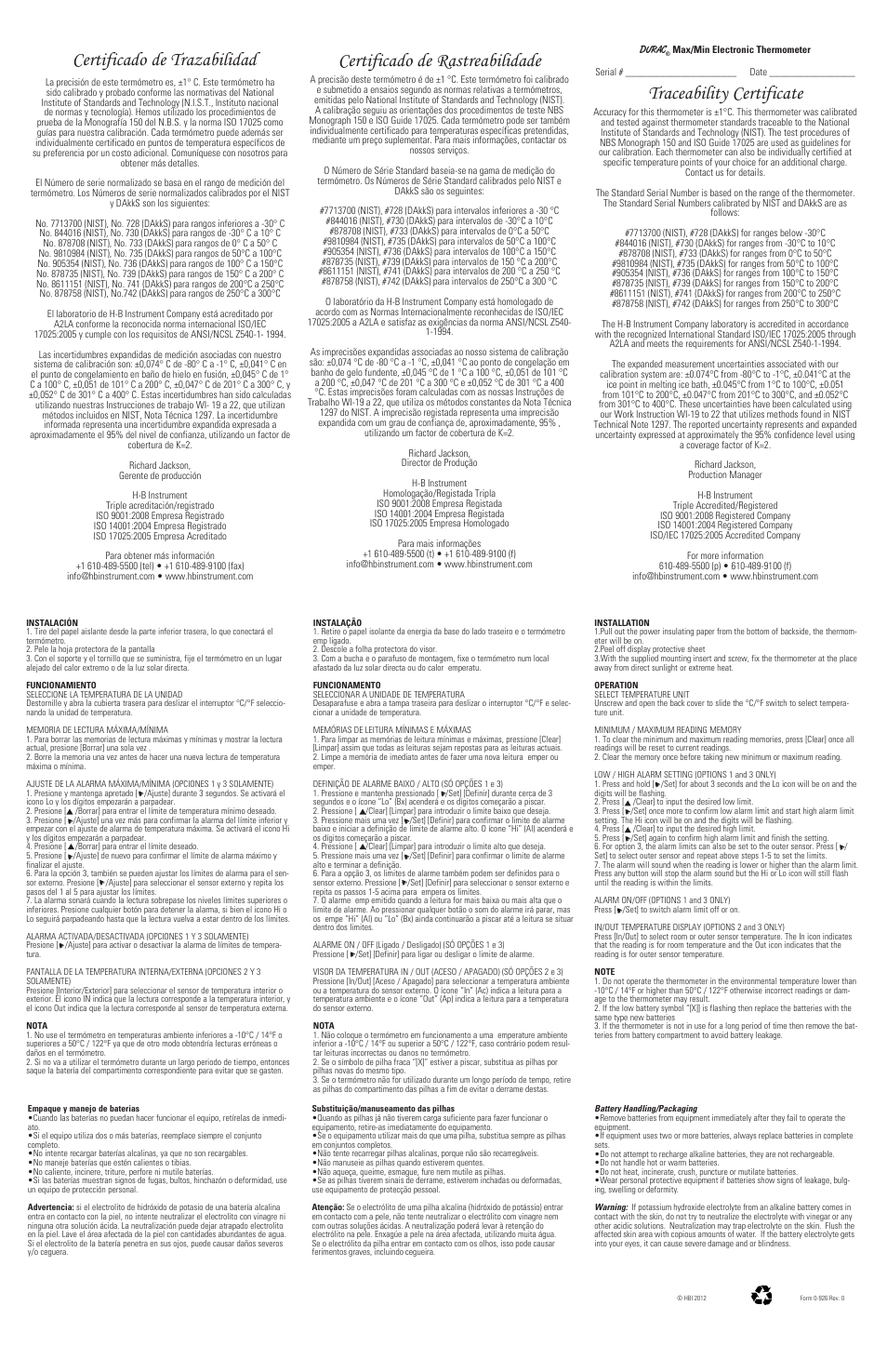 H-B Instrument 3855 User Manual | 2 pages