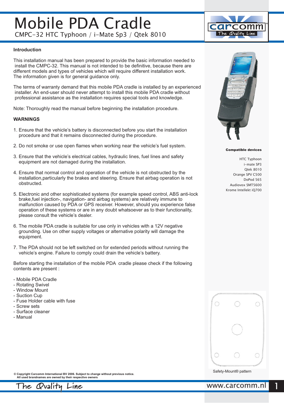 Carcomm CMPC-32 User Manual | 2 pages