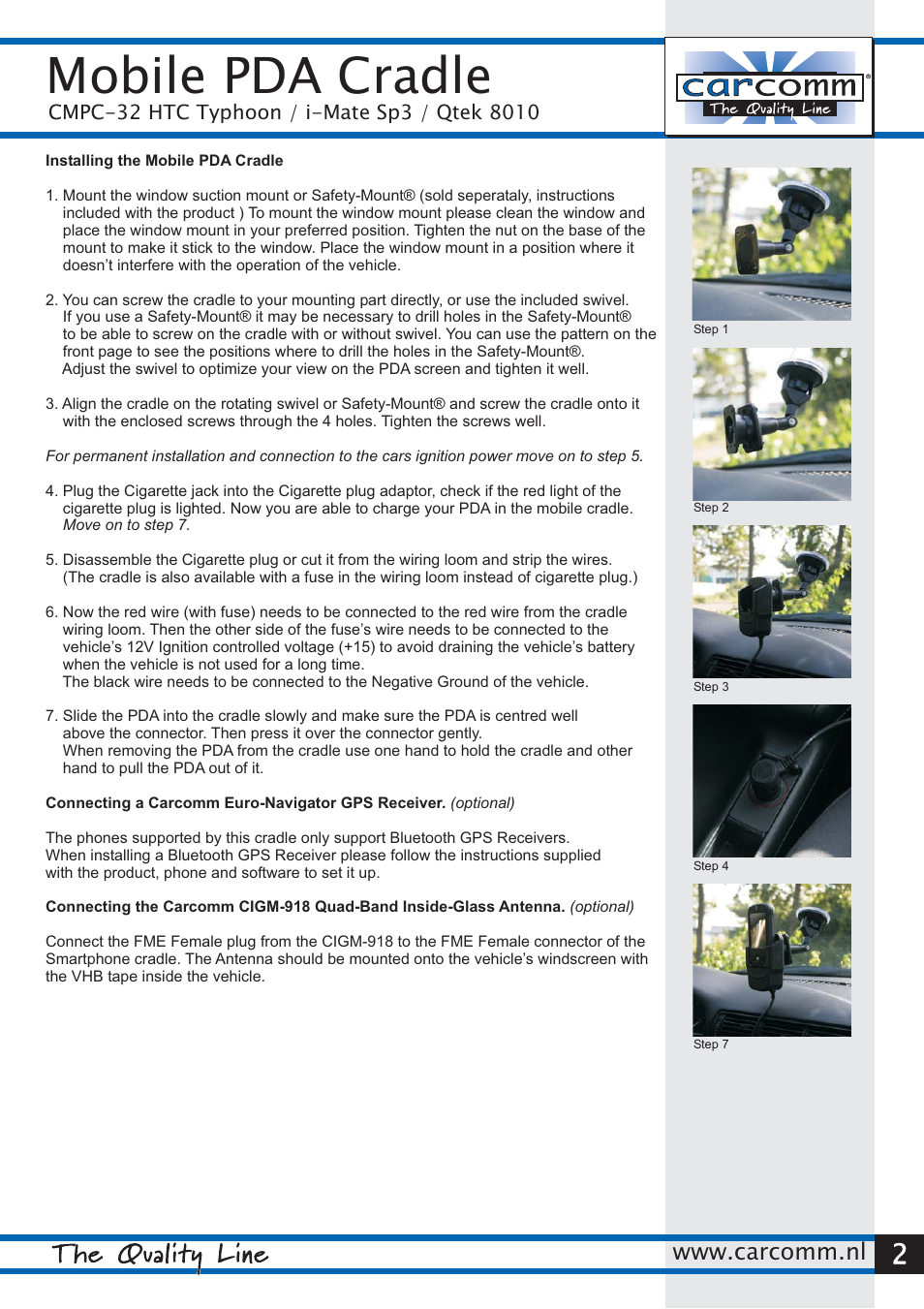 Mobile pda cradle | Carcomm CMPC-32 User Manual | Page 2 / 2