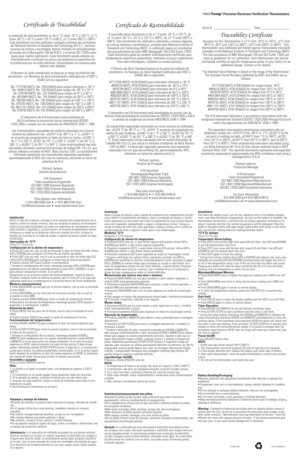 H-B Instrument 30710 User Manual | 2 pages