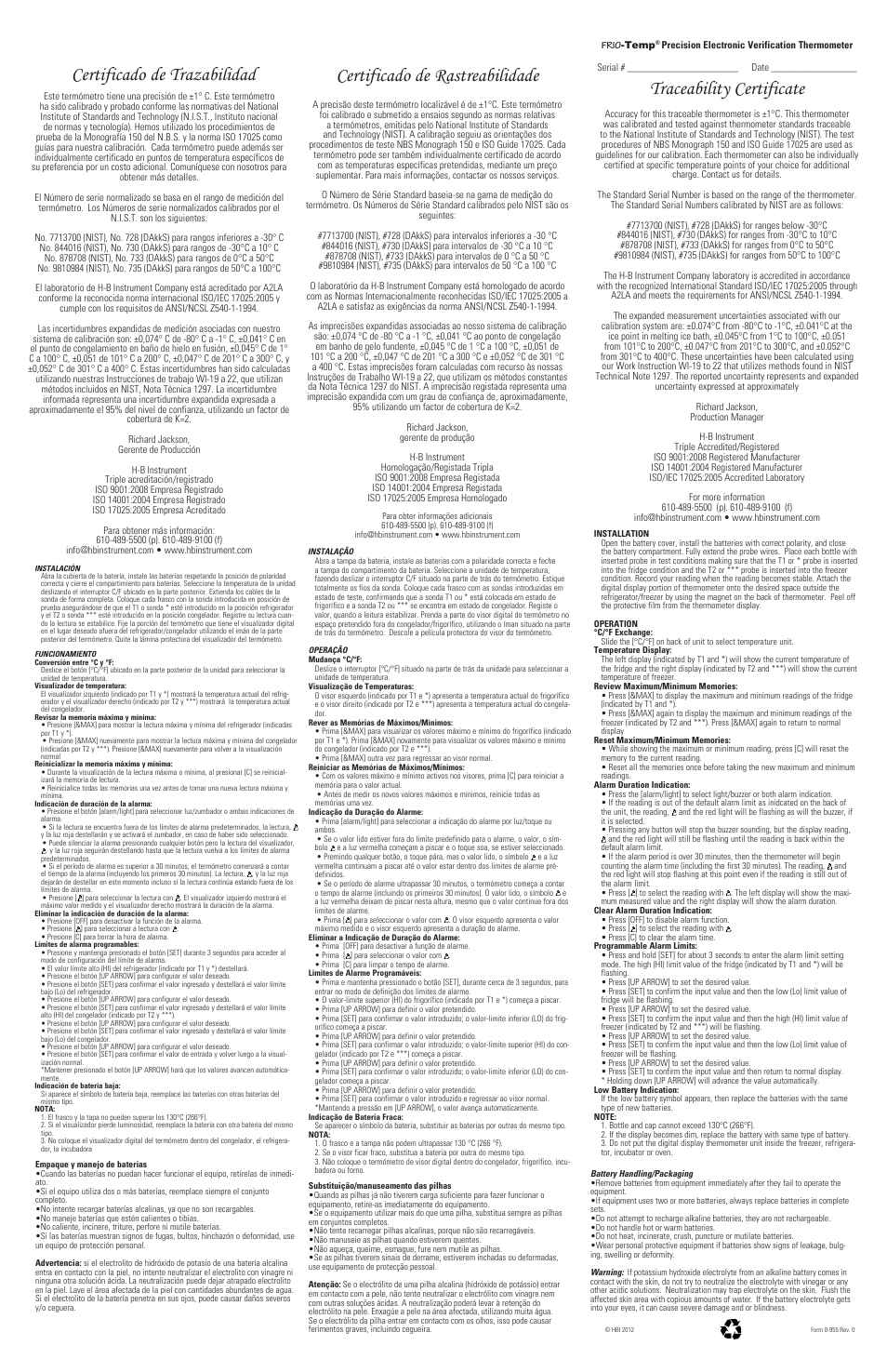 H-B Instrument 30716 User Manual | 2 pages