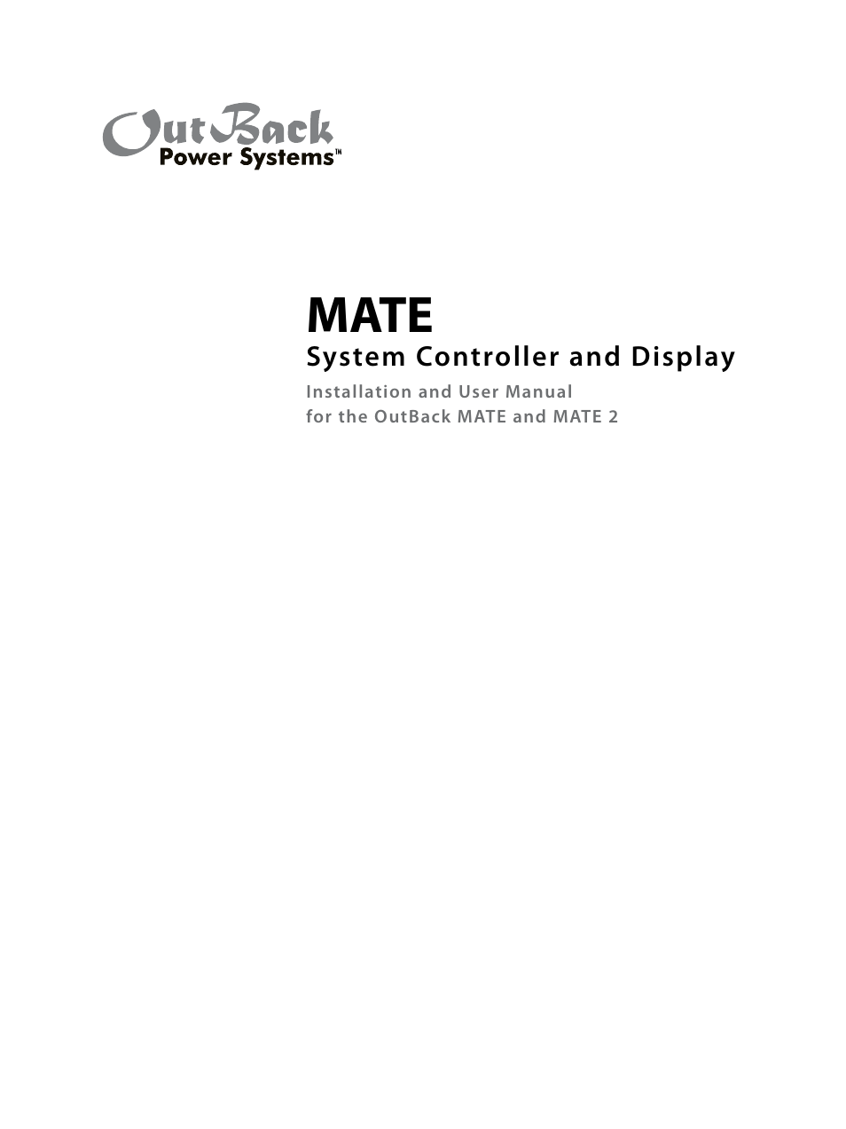 Outback Power Systems MATE2 User Manual | 128 pages