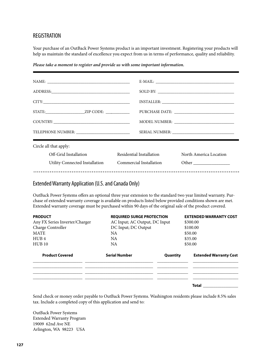Registration | Outback Power Systems MATE2 User Manual | Page 127 / 128