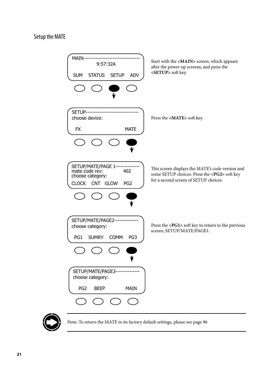 Setup the mate | Outback Power Systems MATE2 User Manual | Page 21 / 128