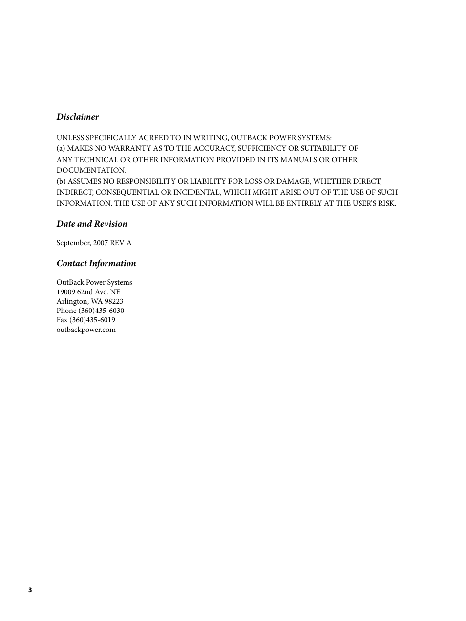 Outback Power Systems MATE2 User Manual | Page 3 / 128