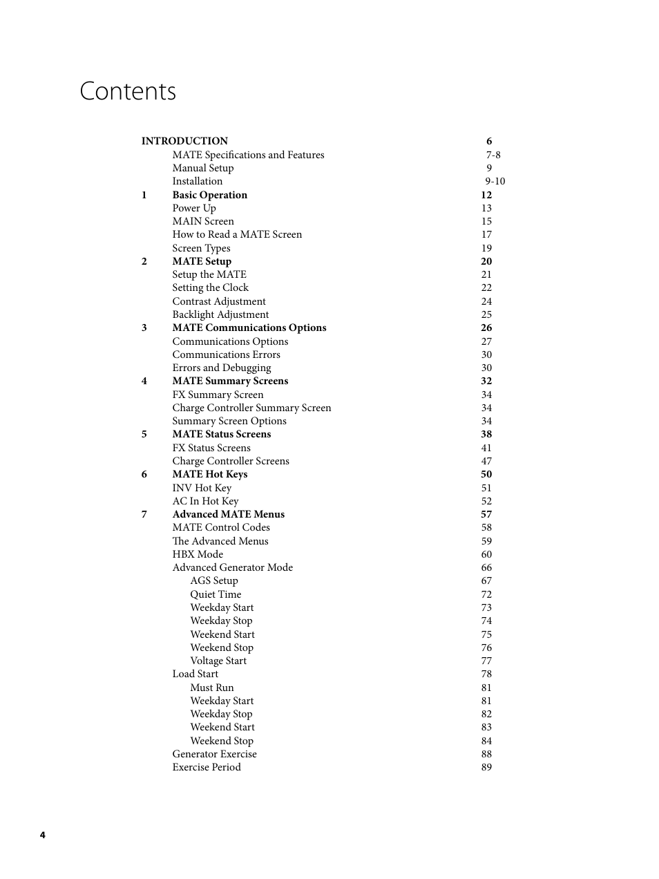Outback Power Systems MATE2 User Manual | Page 4 / 128