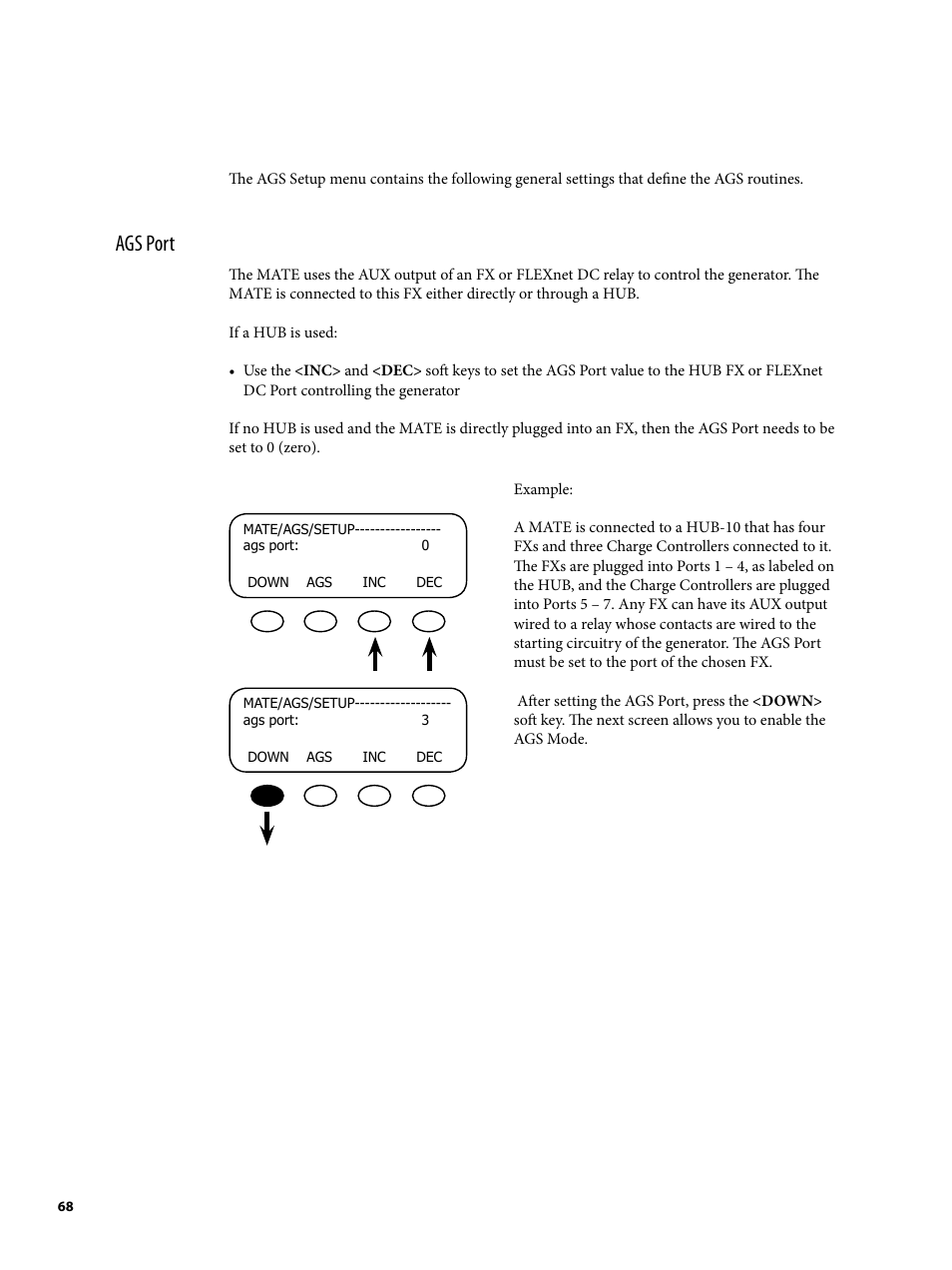 Ags port | Outback Power Systems MATE2 User Manual | Page 68 / 128